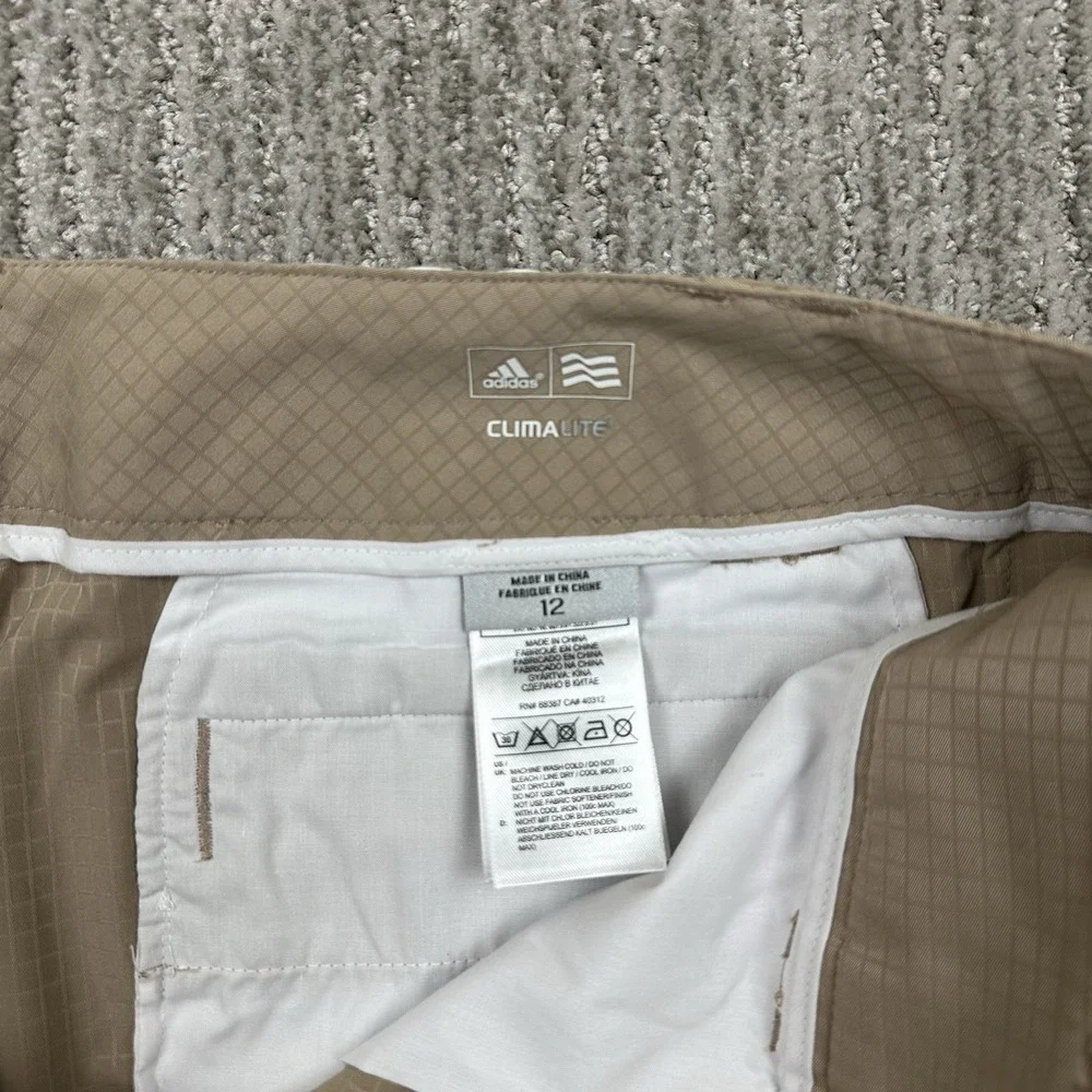 Adidas Womens Sz 12 ClimaLite Golf Breathable Lightweight Capri Pants Beige NWT‎